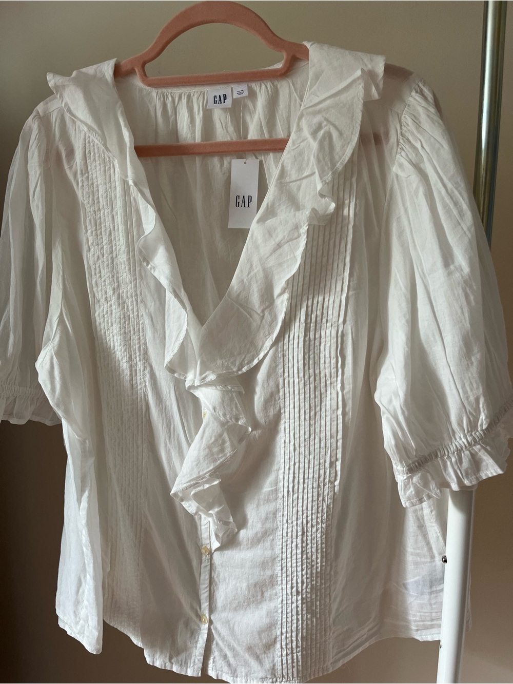 GAP White Ruffle-Front Blouse - Picture 2 of 6